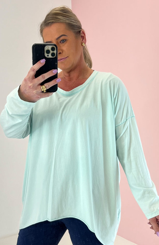 Bella Basic Long Sleeve Top - Seafoam