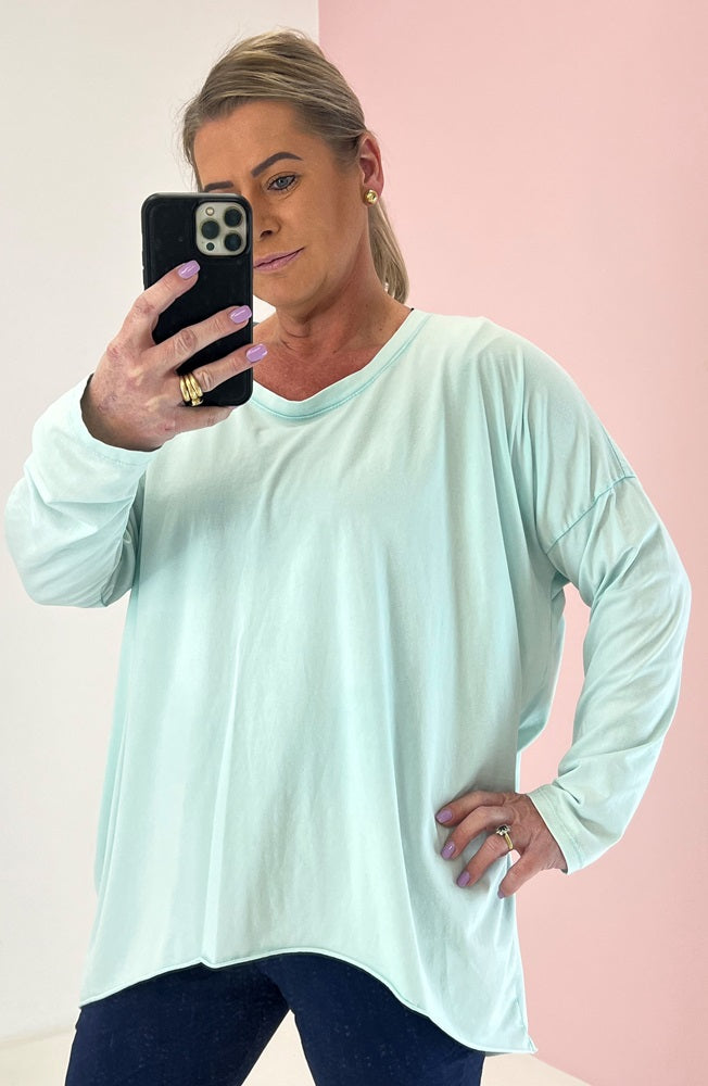 Bella Basic Long Sleeve Top - Seafoam