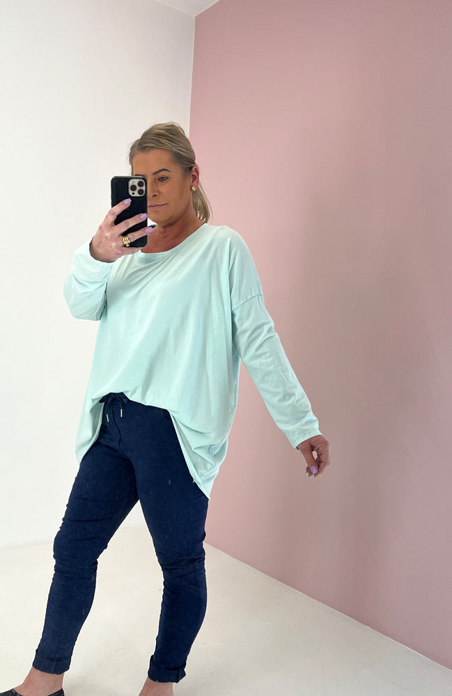 Bella Basic Long Sleeve Top - Seafoam