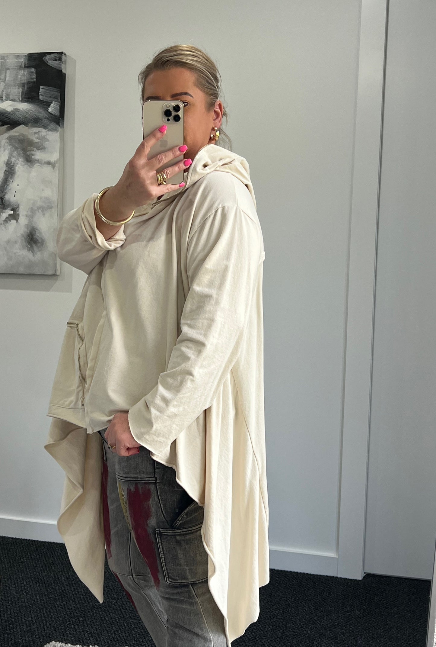 Kimmy Zip Detail Top - Beige