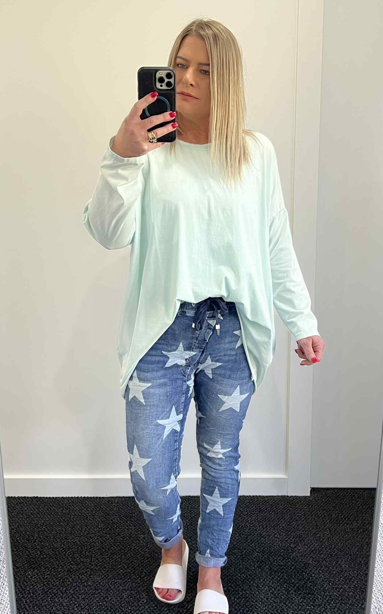 Bella Basic Long Sleeve Top - Seafoam