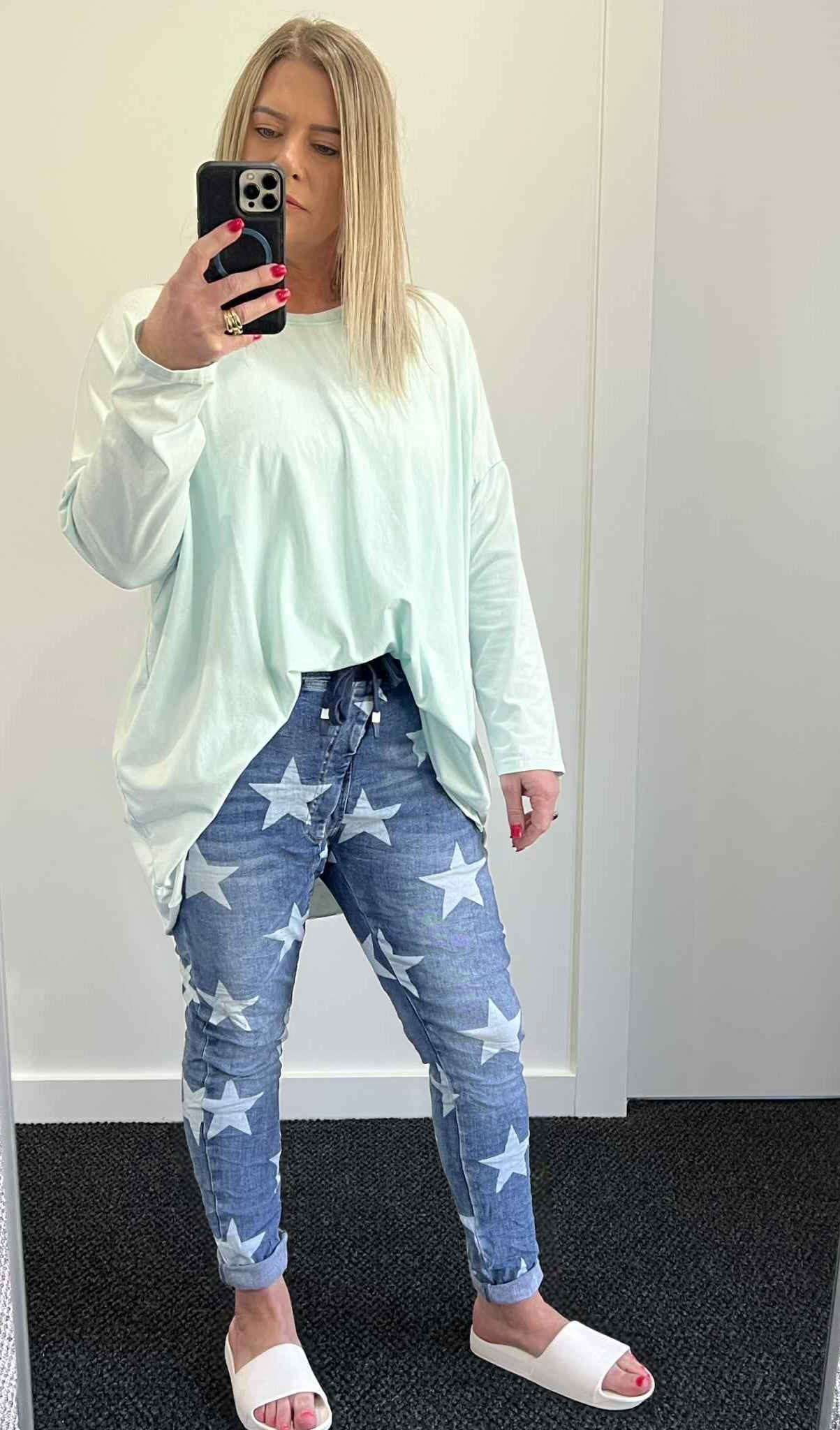 Bella Basic Long Sleeve Top - Seafoam