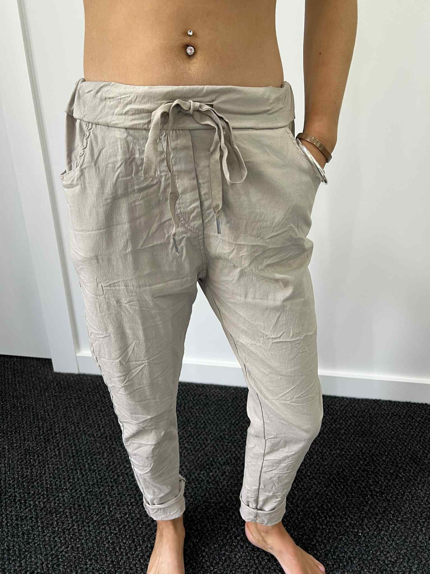 Stevie Pull on Jogger - Stone