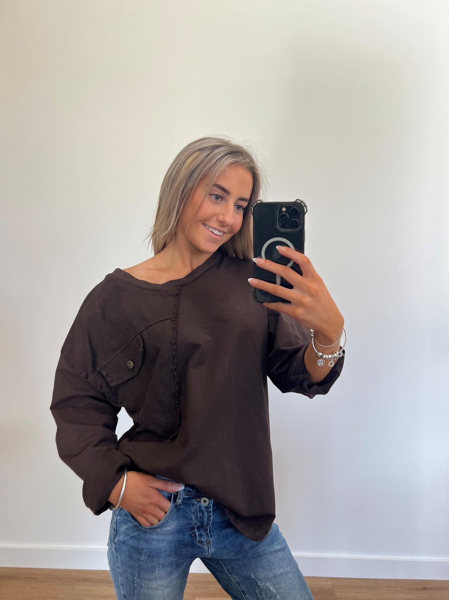 Daisy Denim Pocket Top