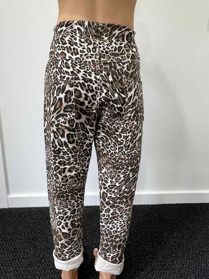 Leopard Stretch Jogger - Beige Leopard