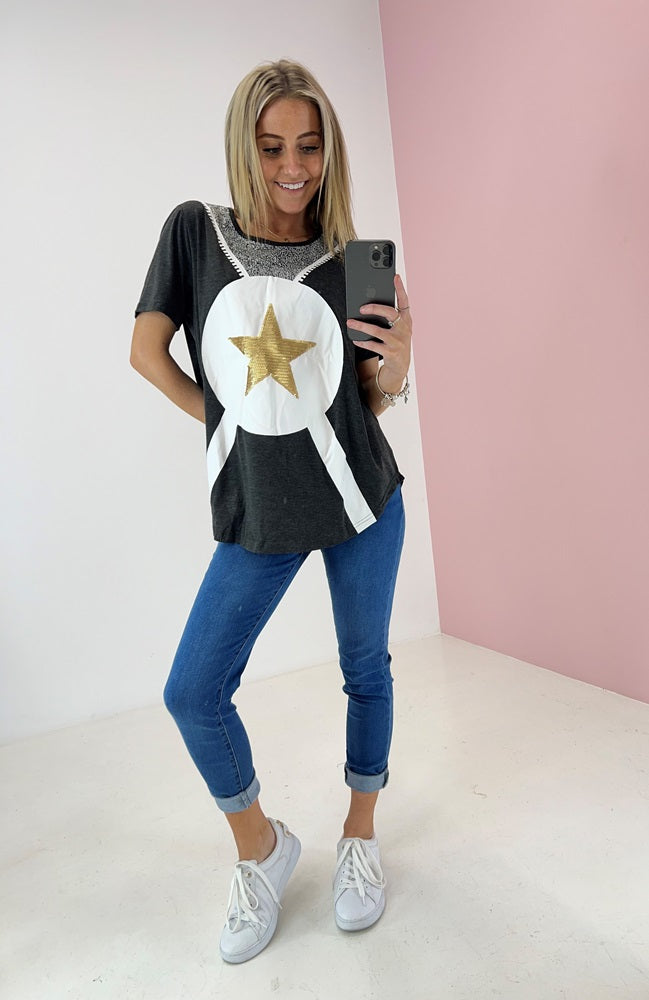 Rico Printed Sequin Star Relaxed Tee