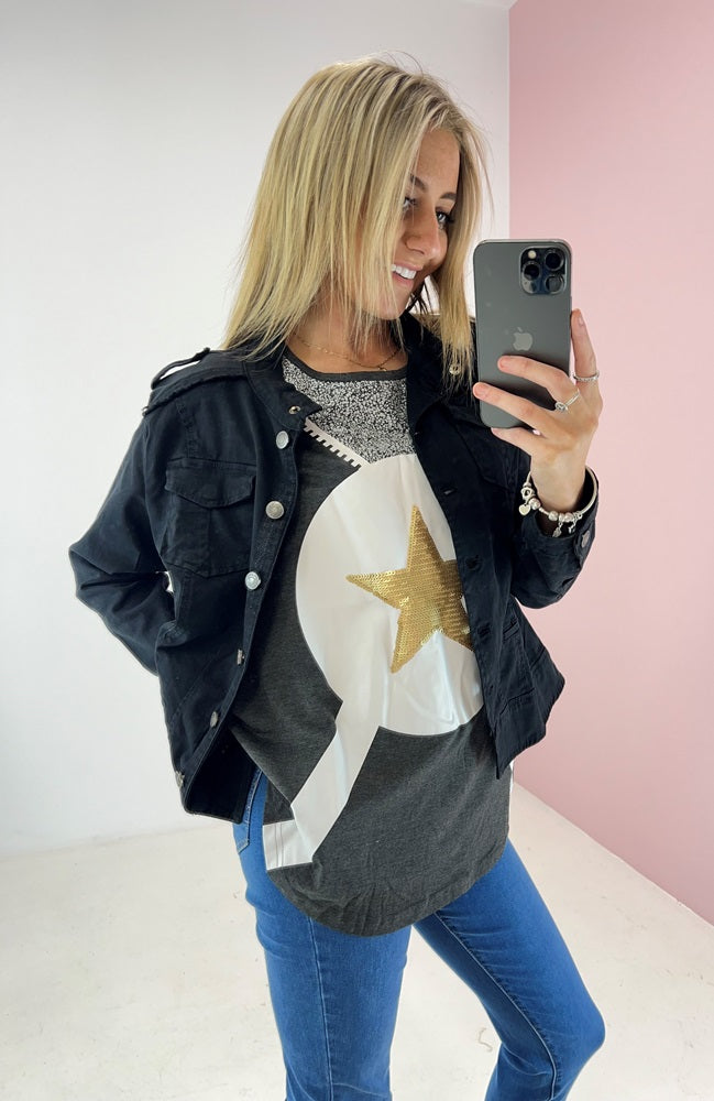Rico Printed Sequin Star Relaxed Tee