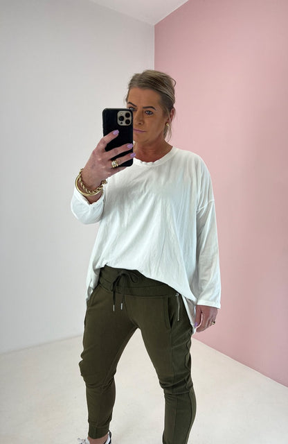 Bella Basic Long Sleeve Top - White