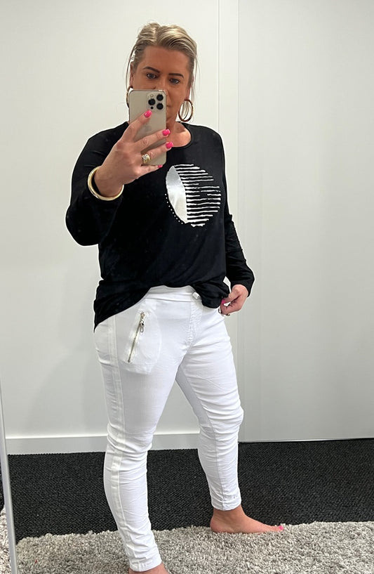 Bessie Zip Pocket Joggers - White