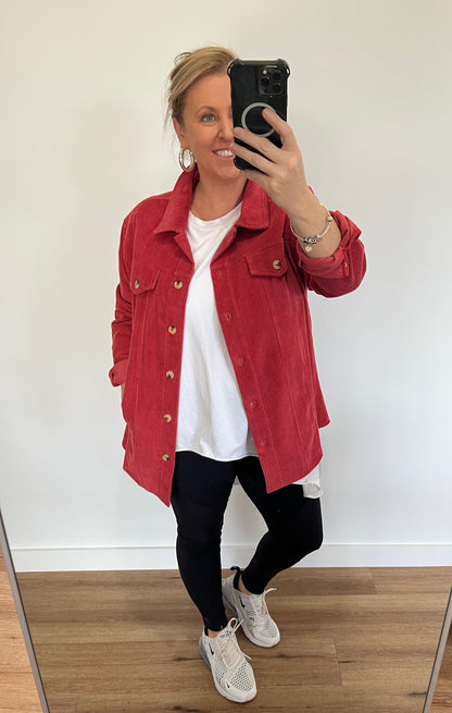 Conny Cord Jacket - Coral