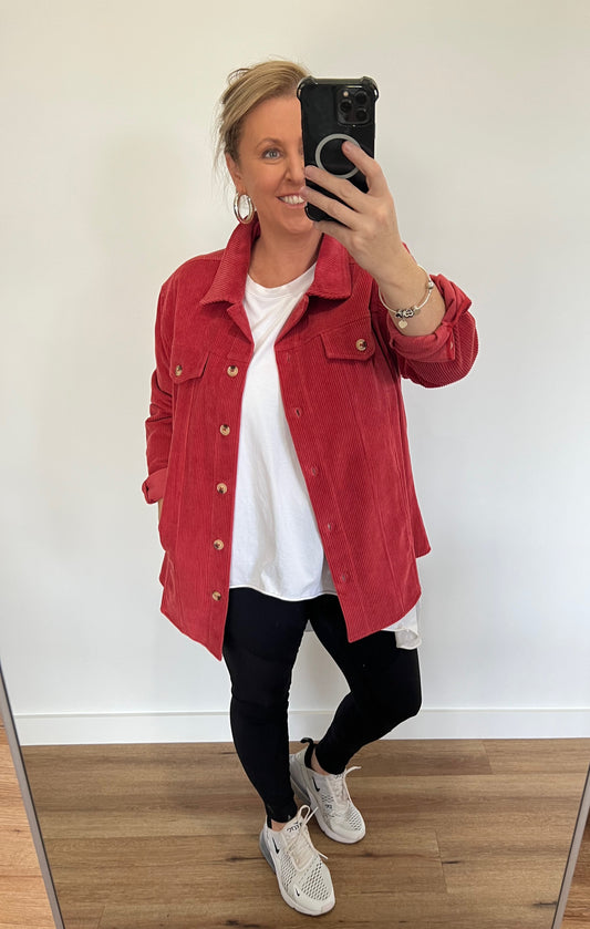 Conny Cord Jacket - Coral