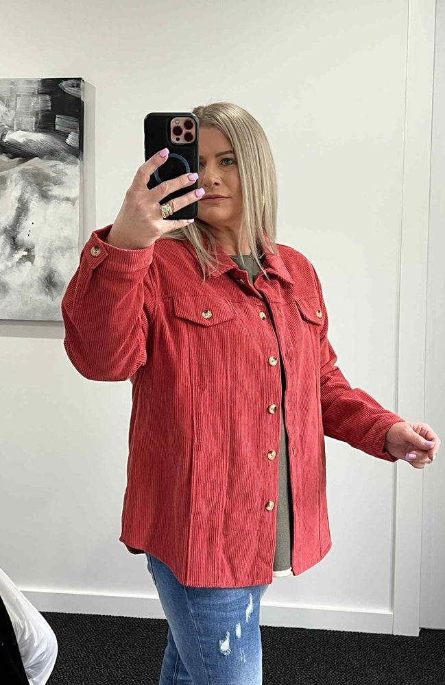 Conny Cord Jacket - Coral