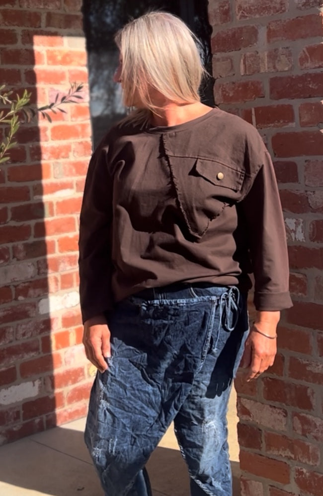 Daisy Denim Pocket Top