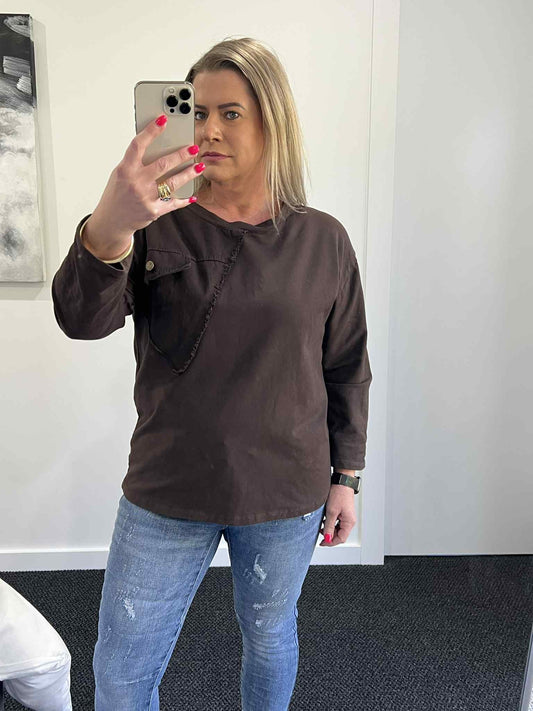 Daisy Denim Pocket Top