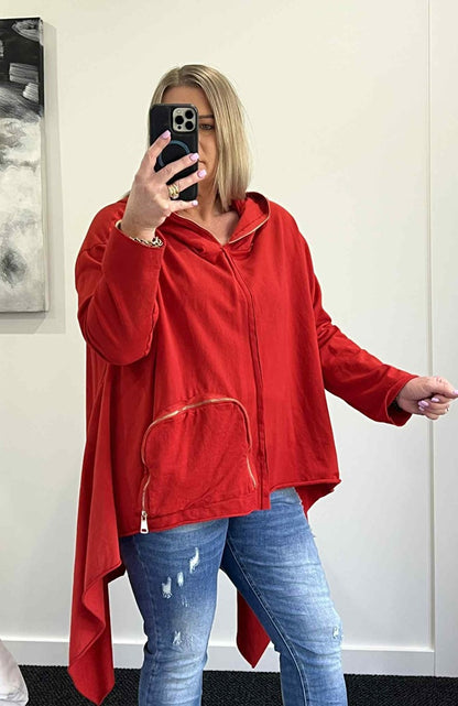 Kimmy Zip Detail Top - Red