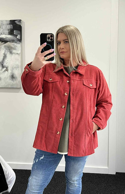 Conny Cord Jacket - Coral
