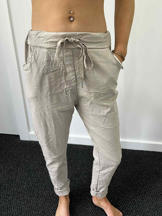 Stevie Pull on Jogger - Stone