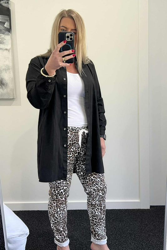 Leopard Stretch Jogger - White Leopard