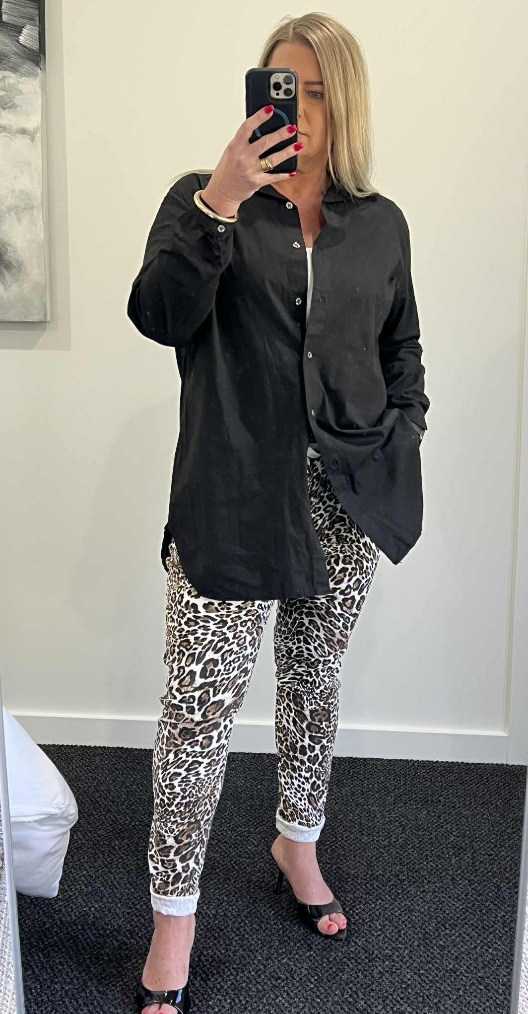 Leopard Stretch Jogger - White Leopard
